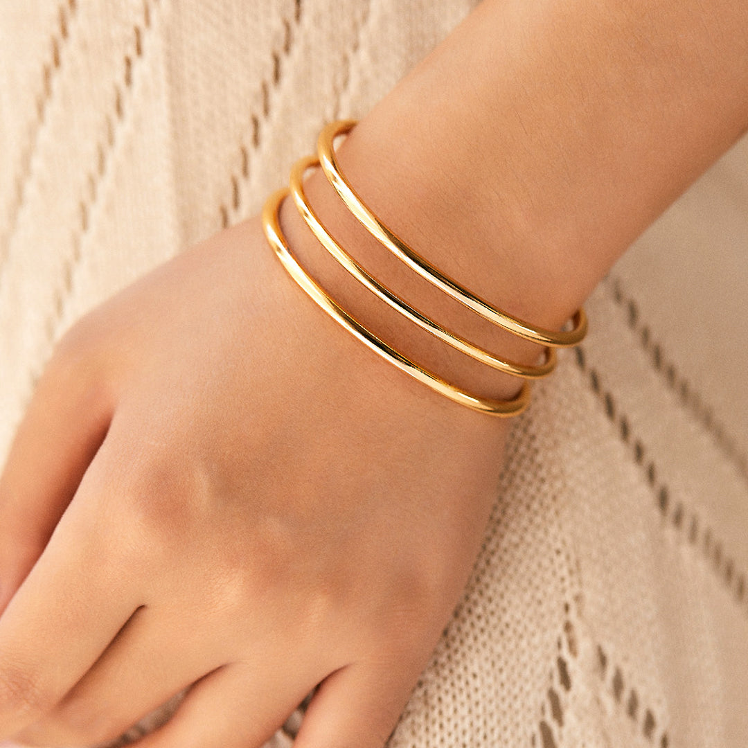 Triple Tier Cuff Bangle | 18K Gold Plated | Luxe6392 – Tiara.com.sg