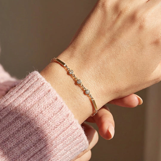 Bar &amp; Bezel Solitaire Chain Bracelet | Luxe6424