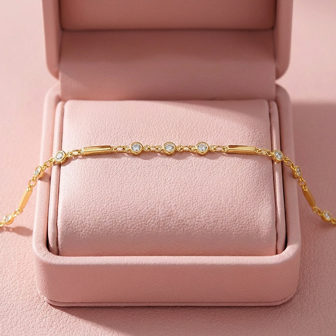 Bar &amp; Bezel Solitaire Chain Bracelet | Luxe6424