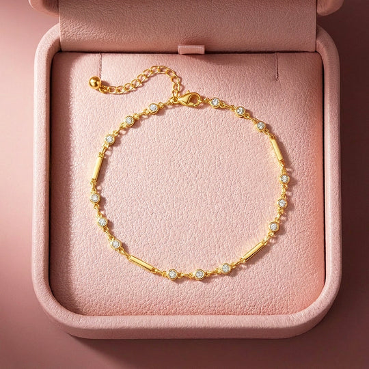 Bar &amp; Bezel Solitaire Chain Bracelet | Luxe6424