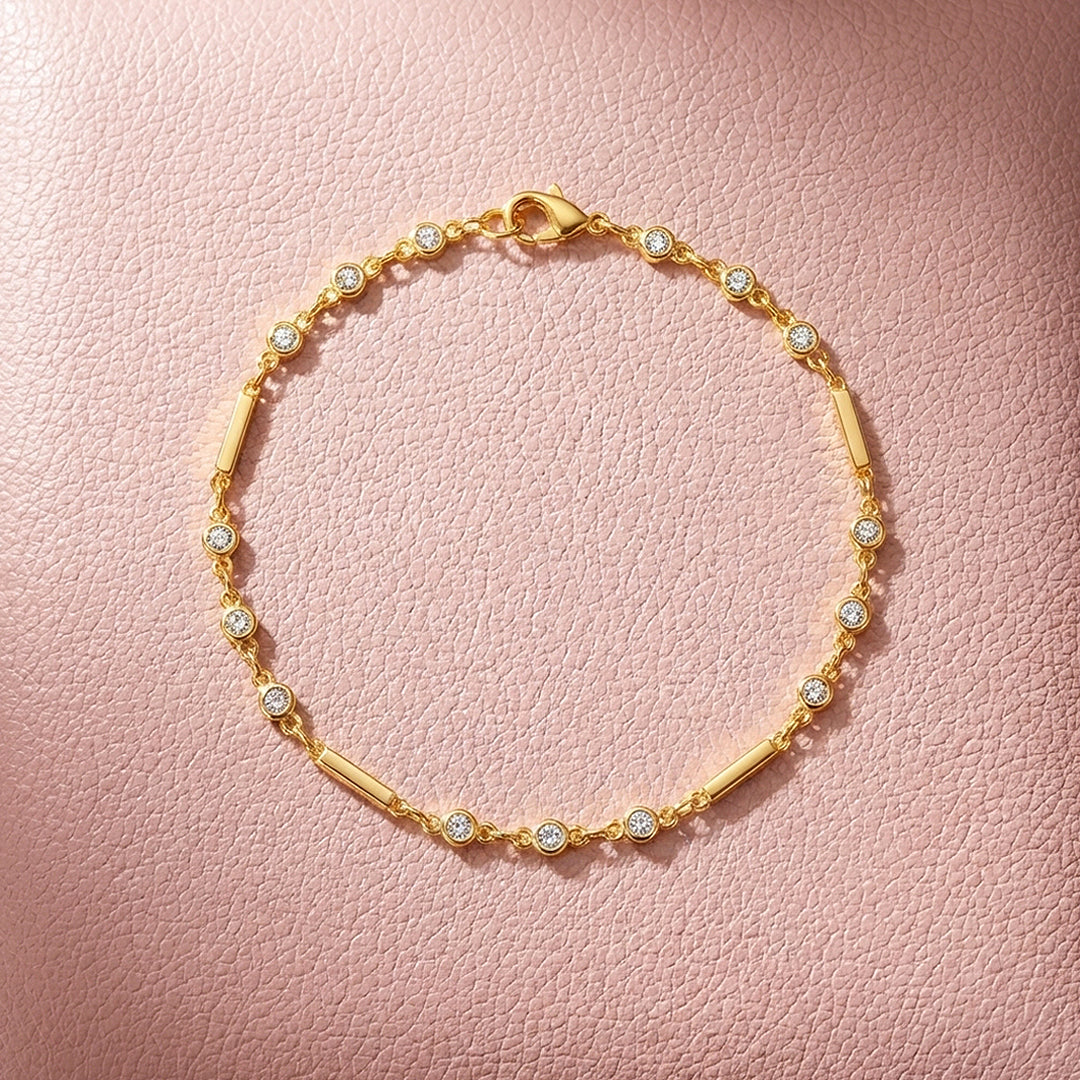 Bar &amp; Bezel Solitaire Chain Bracelet | Luxe6424