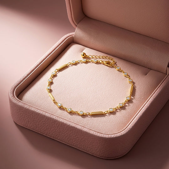Bar &amp; Bezel Solitaire Chain Bracelet | Luxe6424