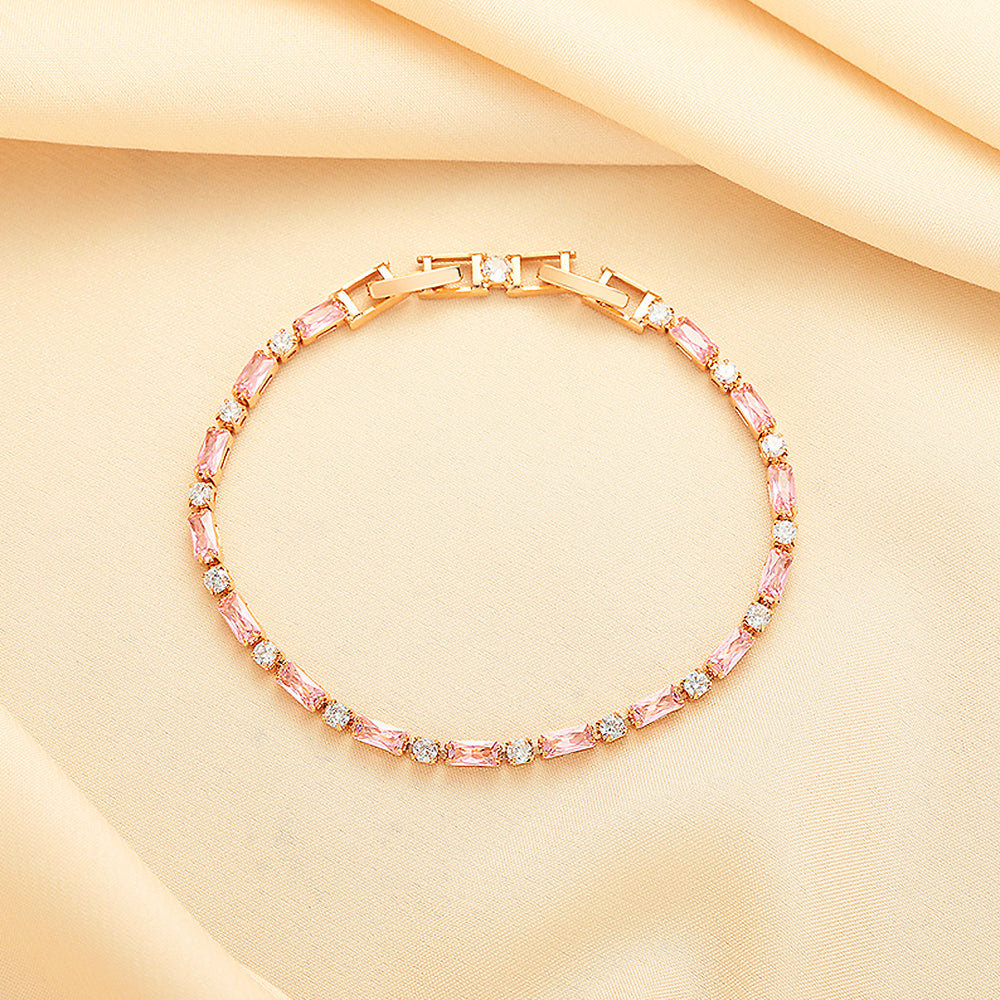 Baguette Tennis | Rose Gold | Diamond Simulant | Luxe6447 - bangle | Singapore Jewellery, Wedding Rings & Gifts | Same Day Delivery | Tiara.com.sg