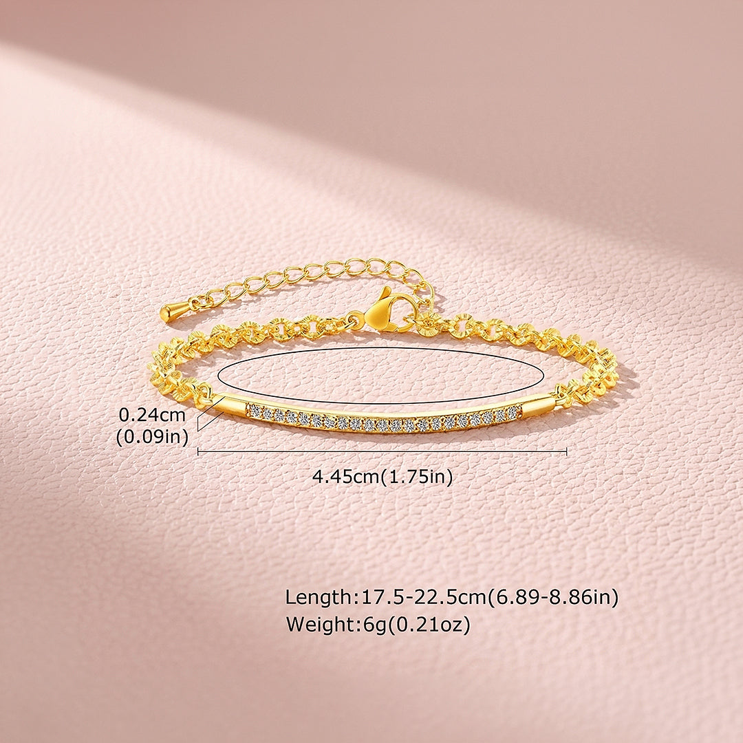 Curved Bar Pavé Chain Bracelet | Luxe6480