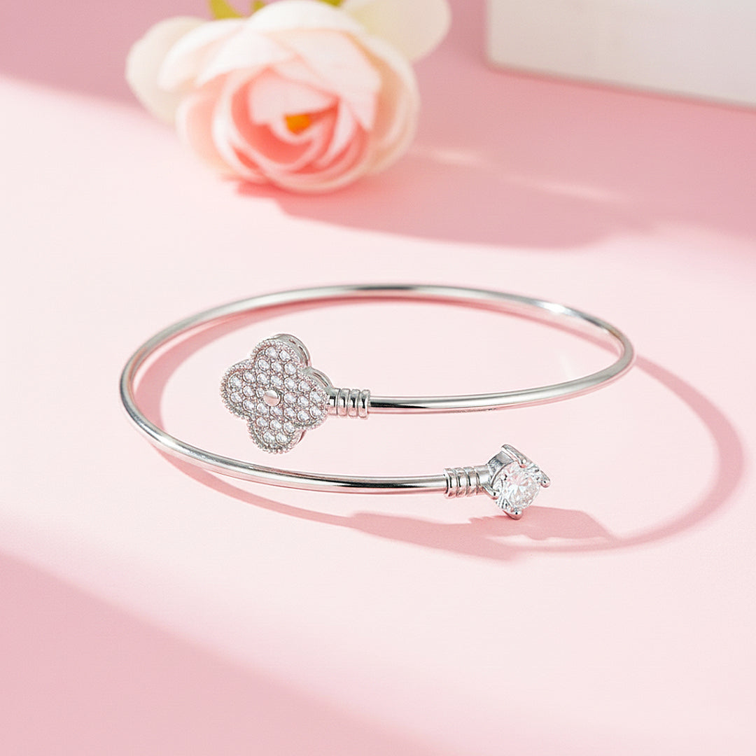 Clover Silver Wrap Cuff Bangle | Luxe6502 – Tiara.com.sg
