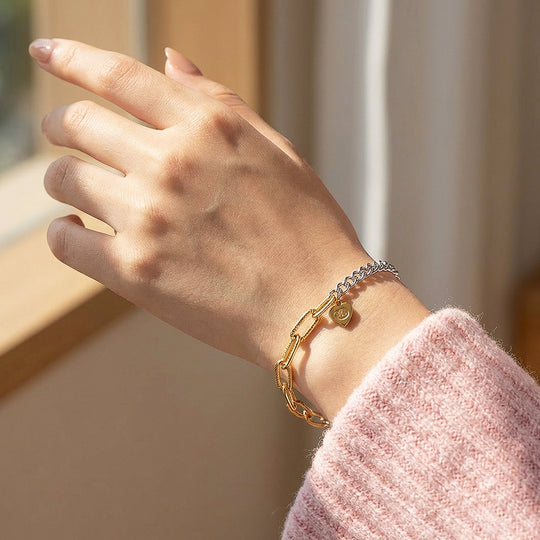 Mixed Metal Paperclip &amp; Curb Chain Bracelet | Luxe6506