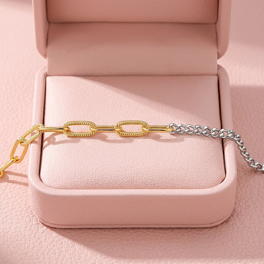 Mixed Metal Paperclip &amp; Curb Chain Bracelet | Luxe6506