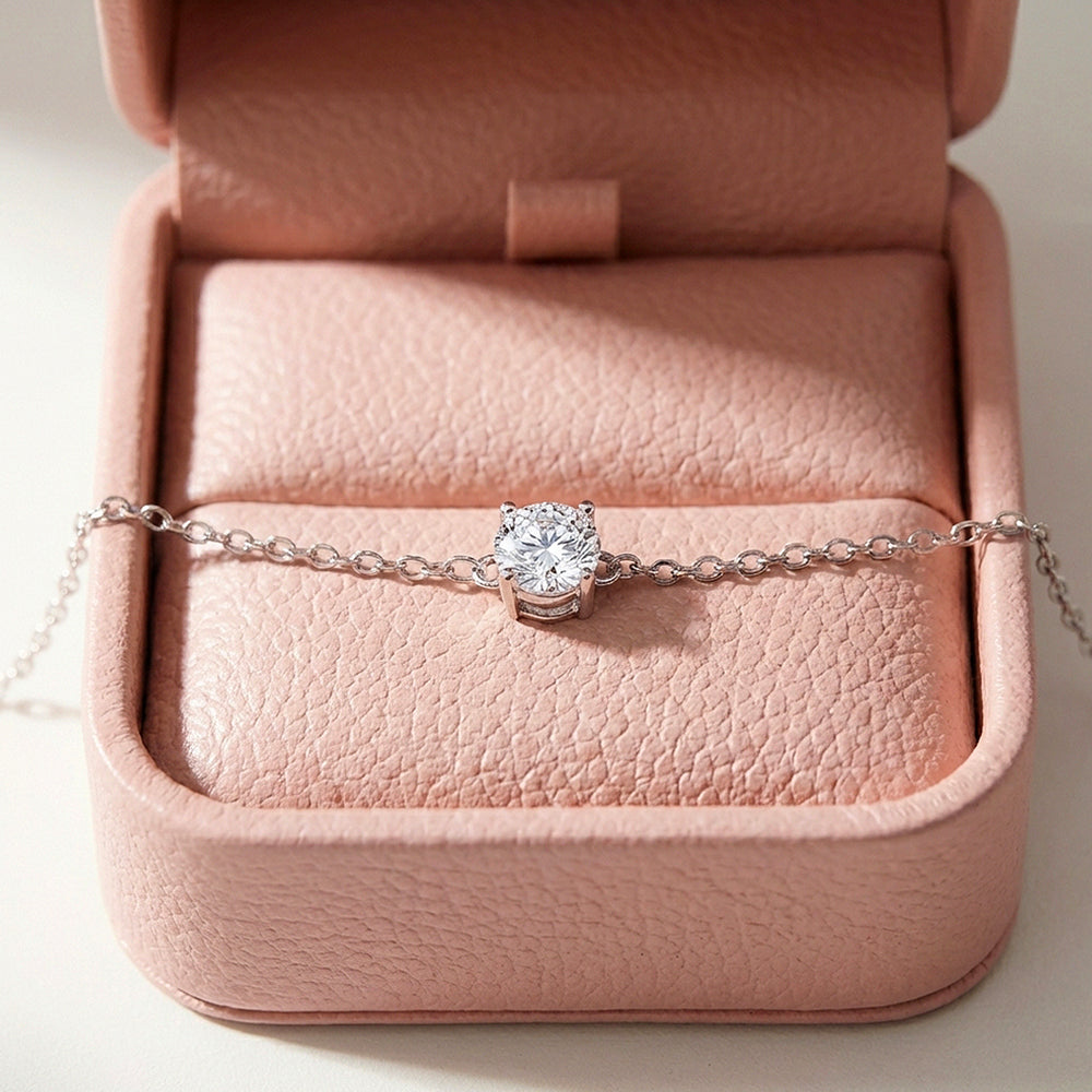 Solitaire Diamond Simulant Silver Bracelet | Luxe6510