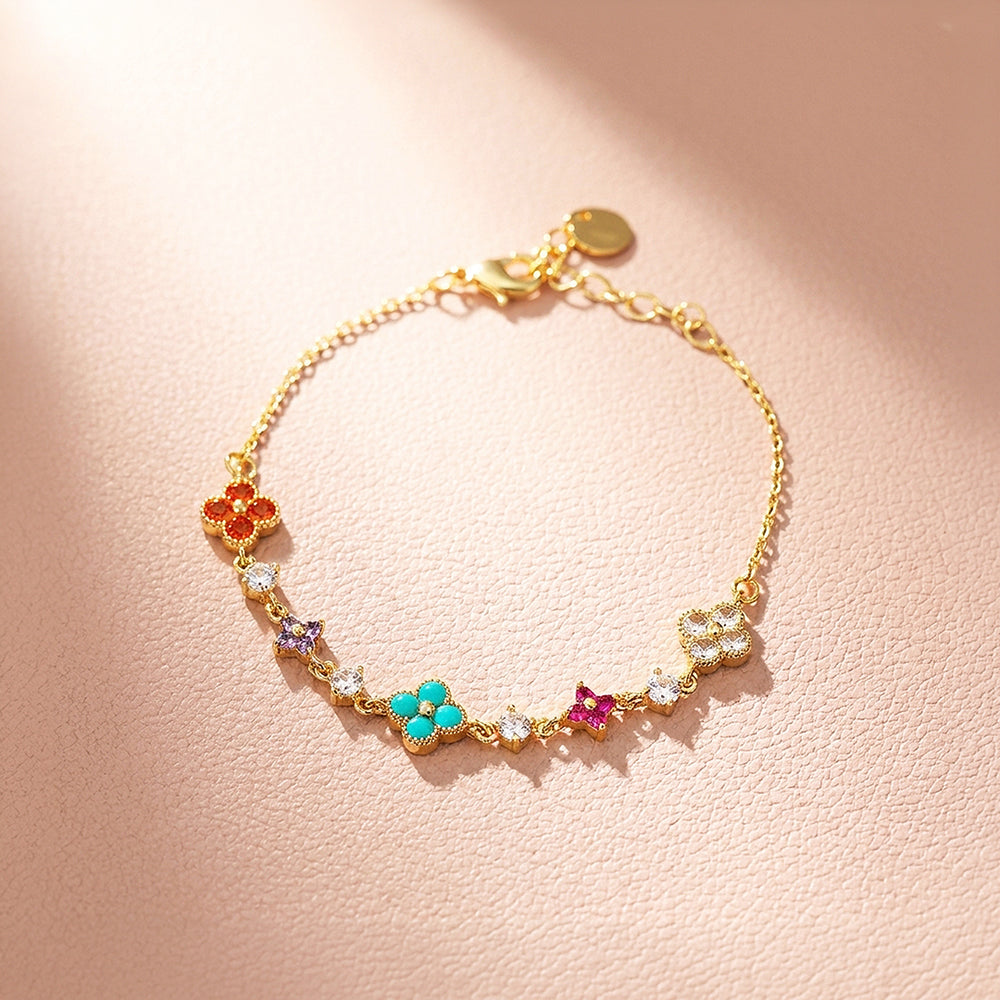 Multicolor Clover Station Chain Bracelet | Women's Bracelet | Luxe6513