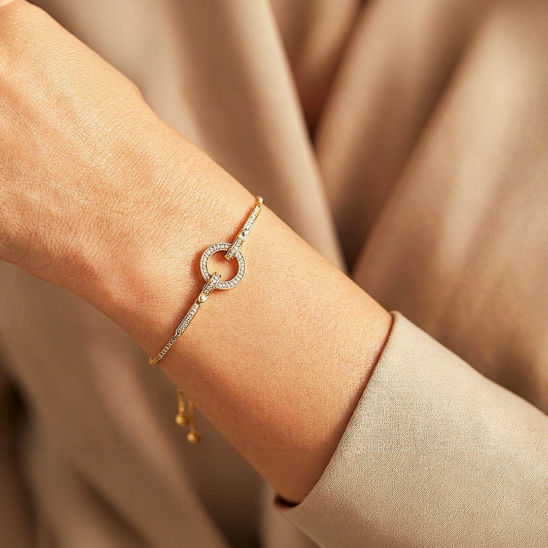 Geometric Halo & Bar Bolo | 18K Gold & White Gold | Luxe6527