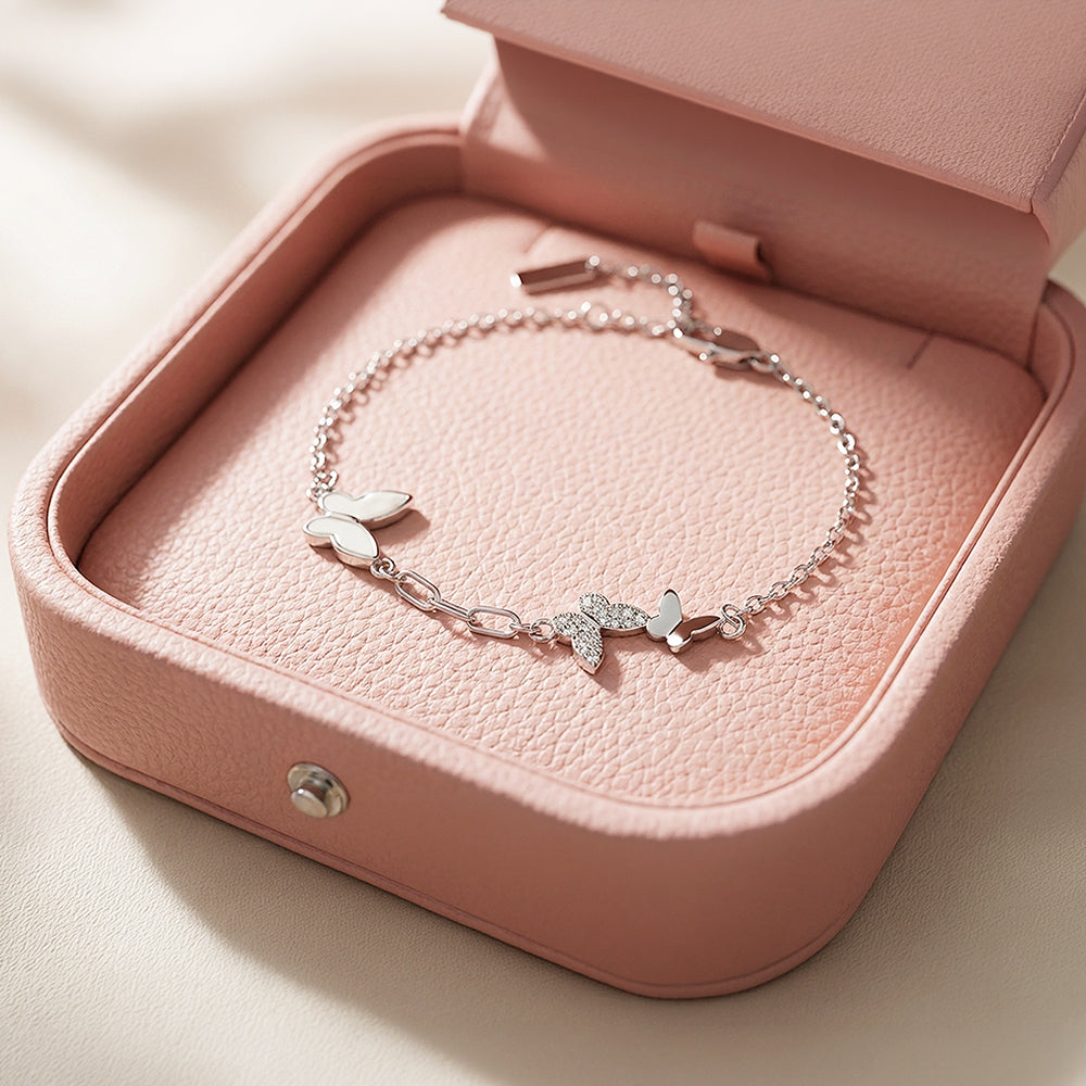 Butterfly Trio Station Charm Bracelet | Luxe6532