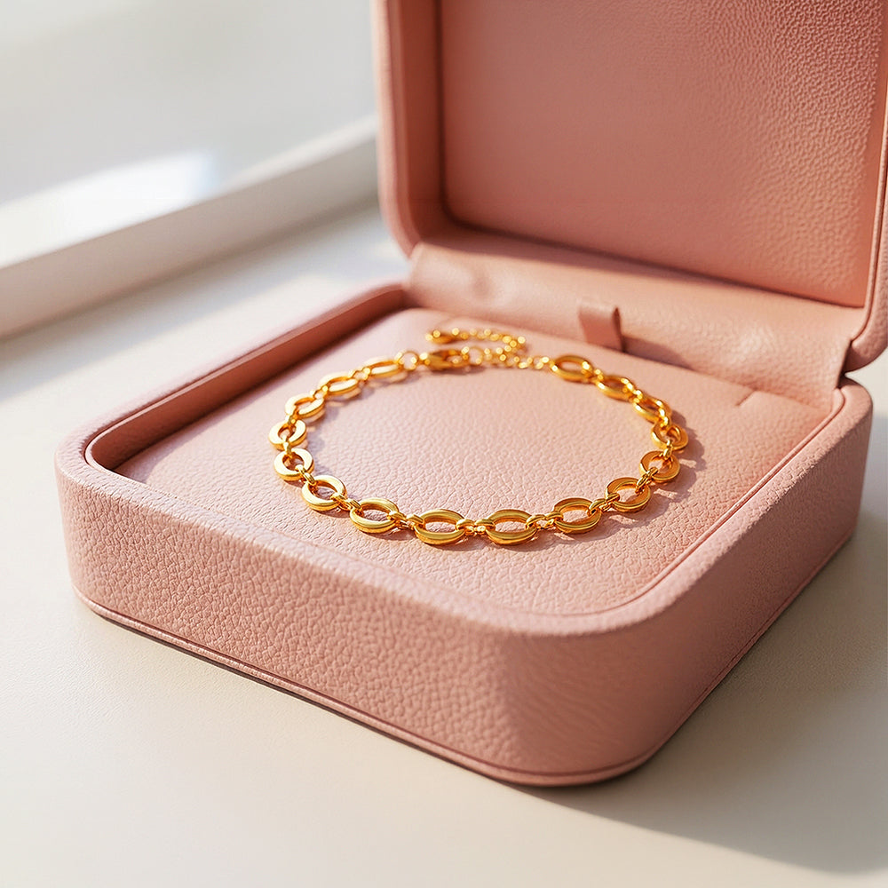 Modern Oval Link Chain Bracelet | 18K Gold | Luxe6535