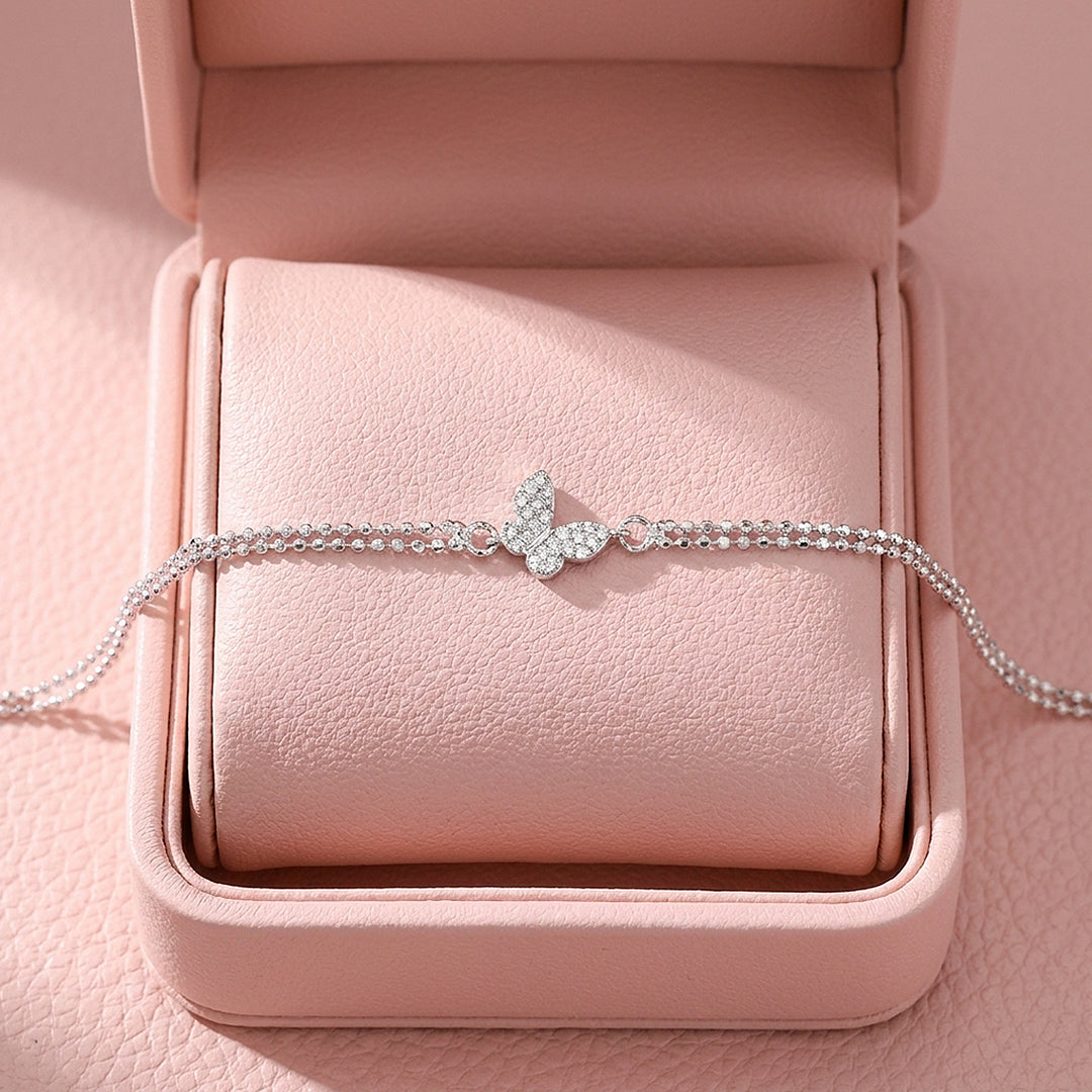 Butterfly Dual-Chain Layered Bracelet | Diamond Simulant | Luxe6538