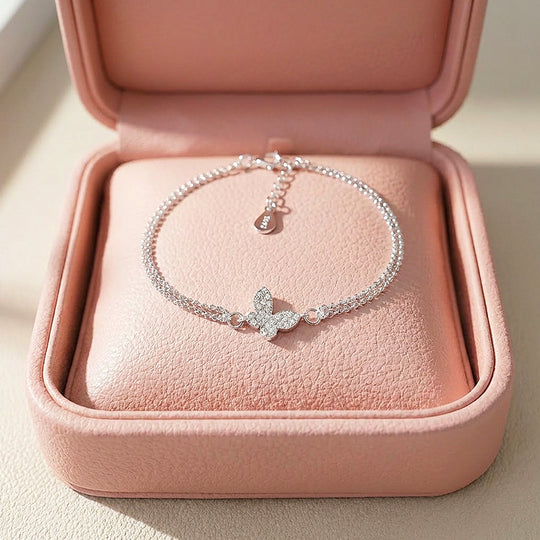Butterfly Dual-Chain Layered Bracelet | Diamond Simulant | Luxe6538