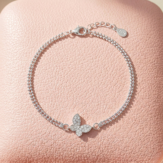 Butterfly Dual-Chain Layered Bracelet | Diamond Simulant | Luxe6538
