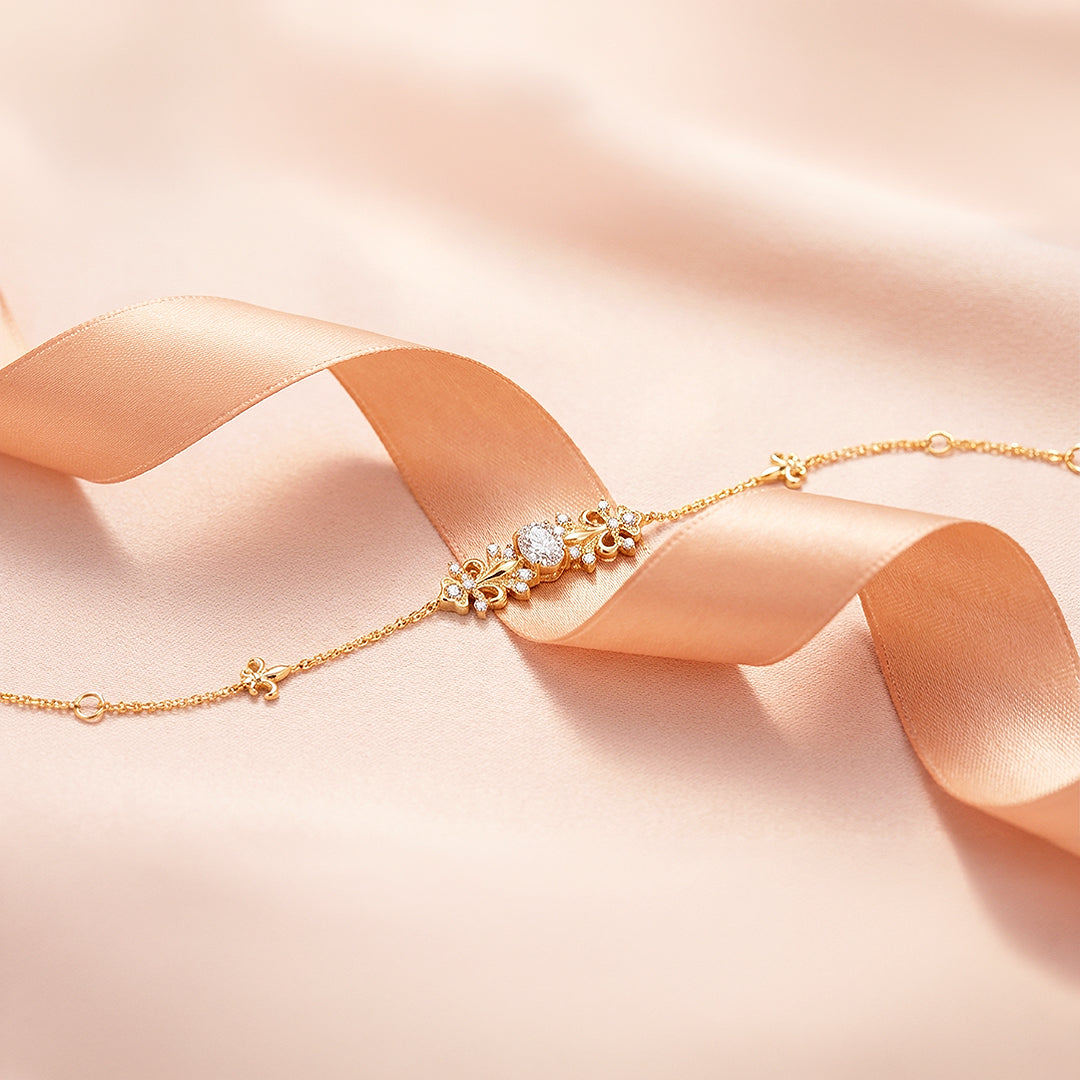 Vintage Fleur-de-Lis Statement Bracelet | 18K Gold | Luxe6540 - bangle | Singapore Jewellery, Wedding Rings &amp; Gifts | Same Day Delivery | Tiara.com.sg