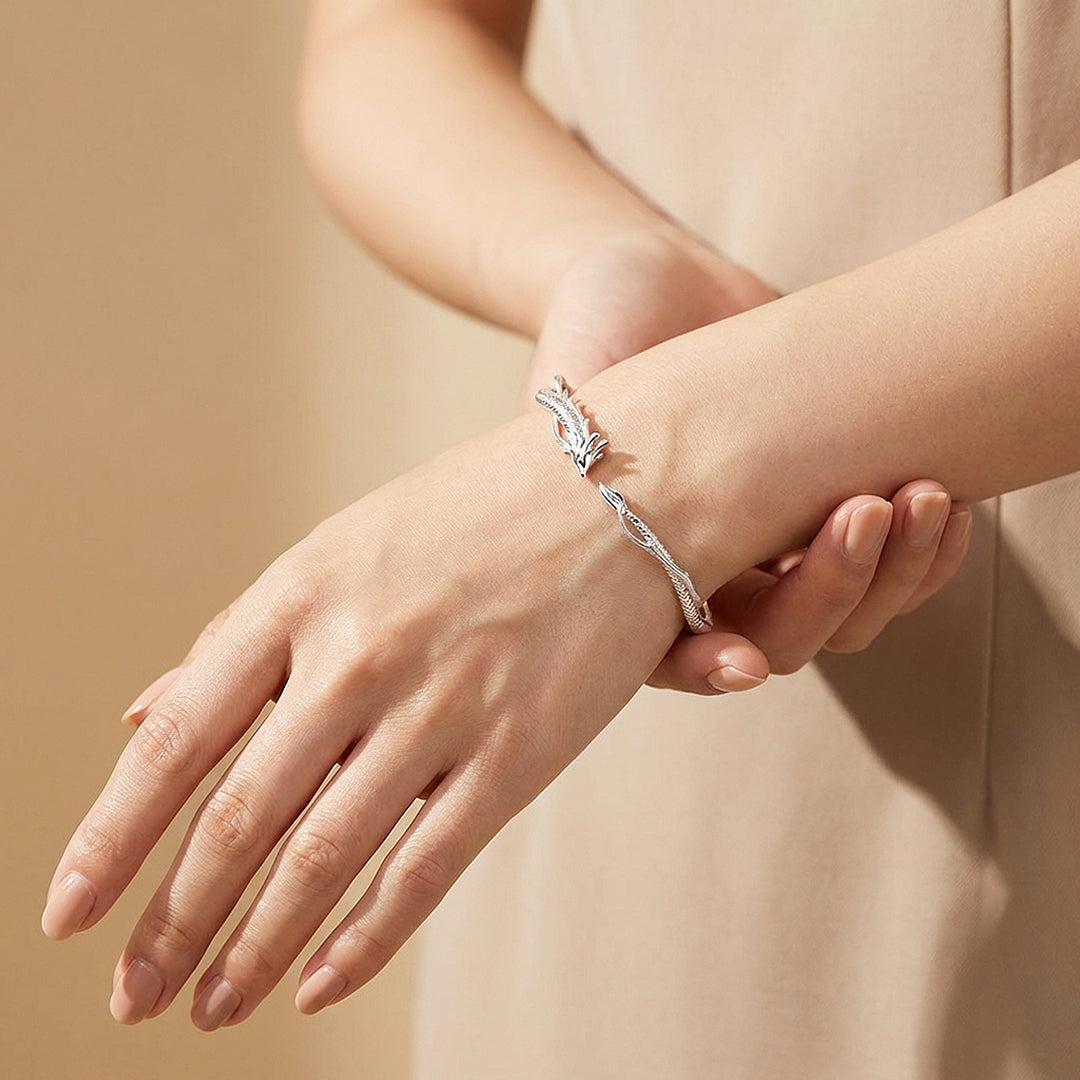 Dragon Sculpt Silver Bangle Bracelet | Luxe6541 - bangle | Singapore Jewellery, Wedding Rings &amp; Gifts | Same Day Delivery | Tiara.com.sg