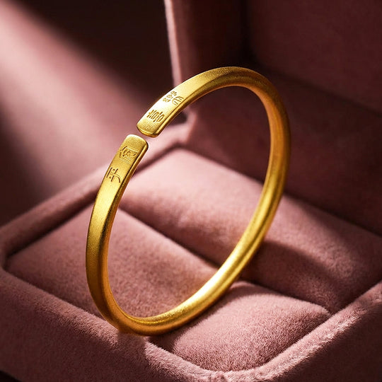 Ping An Xi Le Engraved Gold Bangle Bracelet | Luxe6543 - bangle | Singapore Jewellery, Wedding Rings &amp; Gifts | Same Day Delivery | Tiara.com.sg