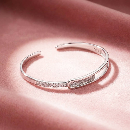 Pavé Double-Rail Gold Cuff Bangle Bracelet | Luxe6544 - bangle | Singapore Jewellery, Wedding Rings &amp; Gifts | Same Day Delivery | Tiara.com.sg