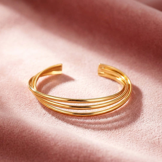 Multi-Strand Gold Cuff Bangle Bracelet | Luxe6545 - bangle | Singapore Jewellery, Wedding Rings &amp; Gifts | Same Day Delivery | Tiara.com.sg