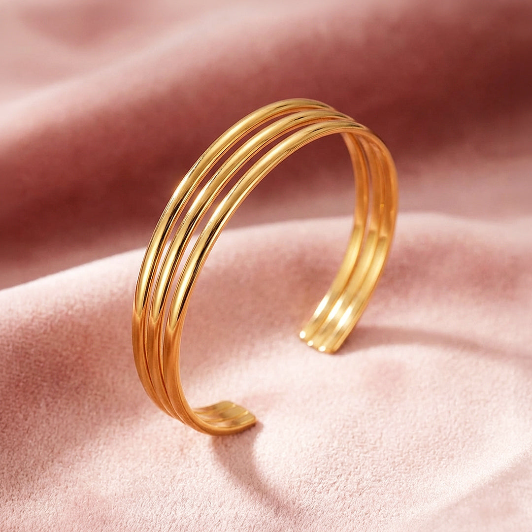 Multi-Strand Gold Cuff Bangle Bracelet | Luxe6545 - bangle | Singapore Jewellery, Wedding Rings &amp; Gifts | Same Day Delivery | Tiara.com.sg