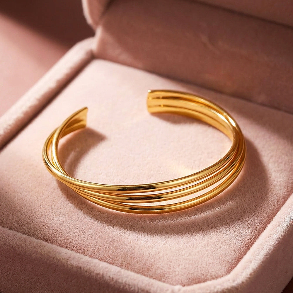 Multi-Strand Gold Cuff Bangle Bracelet | Luxe6545 - bangle | Singapore Jewellery, Wedding Rings & Gifts | Same Day Delivery | Tiara.com.sg