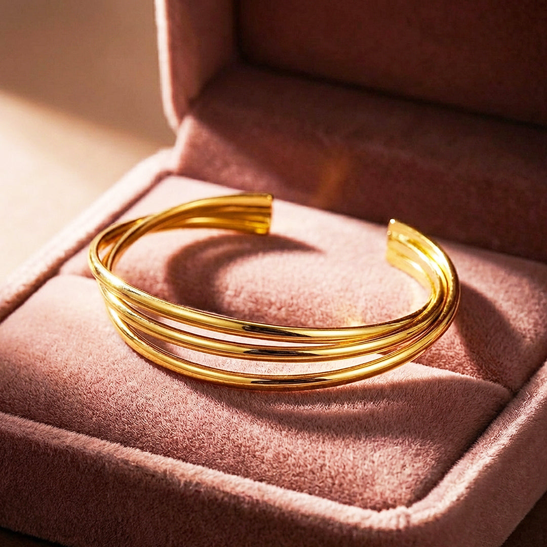 Multi-Strand Gold Cuff Bangle Bracelet | Luxe6545 - bangle | Singapore Jewellery, Wedding Rings &amp; Gifts | Same Day Delivery | Tiara.com.sg