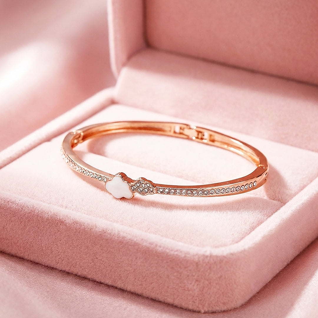 Clover Mother-of-Pearl Rose Gold Bangle Bracelet | Luxe6549 - bangle | Singapore Jewellery, Wedding Rings &amp; Gifts | Same Day Delivery | Tiara.com.sg