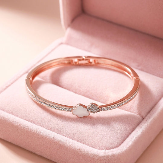 Clover Mother-of-Pearl Rose Gold Bangle Bracelet | Luxe6549 - bangle | Singapore Jewellery, Wedding Rings &amp; Gifts | Same Day Delivery | Tiara.com.sg