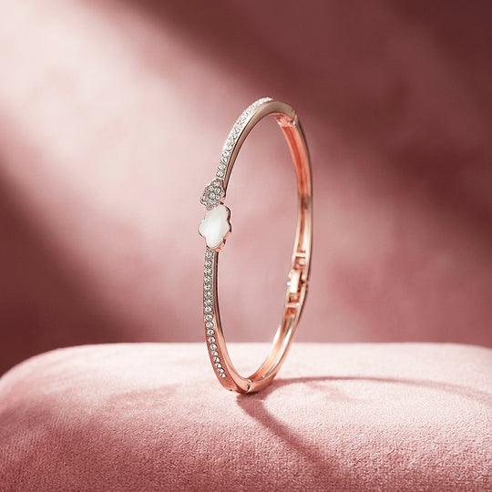 Clover Mother-of-Pearl Rose Gold Bangle Bracelet | Luxe6549 - bangle | Singapore Jewellery, Wedding Rings &amp; Gifts | Same Day Delivery | Tiara.com.sg