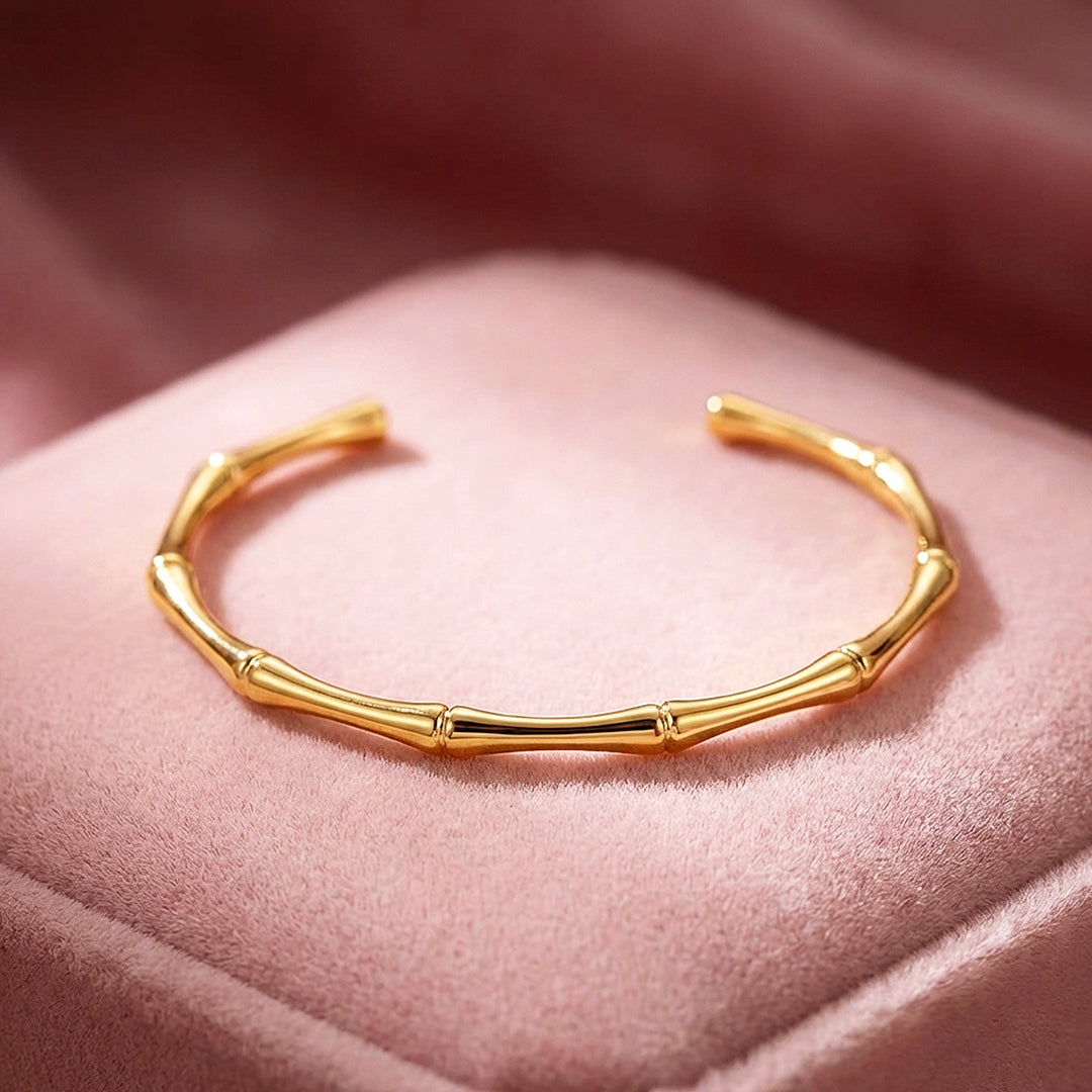 Bamboo Joint Cuff Bangle Bracelet | Luxe6552 - bangle | Singapore Jewellery, Wedding Rings &amp; Gifts | Same Day Delivery | Tiara.com.sg