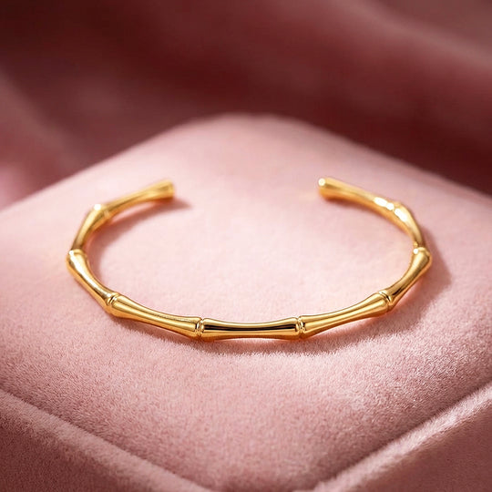 Bamboo Joint Cuff Bangle Bracelet | Luxe6552 - bangle | Singapore Jewellery, Wedding Rings &amp; Gifts | Same Day Delivery | Tiara.com.sg