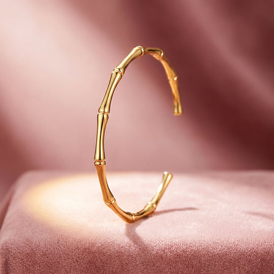 Bamboo Joint Cuff Bangle Bracelet | Luxe6552 - bangle | Singapore Jewellery, Wedding Rings &amp; Gifts | Same Day Delivery | Tiara.com.sg
