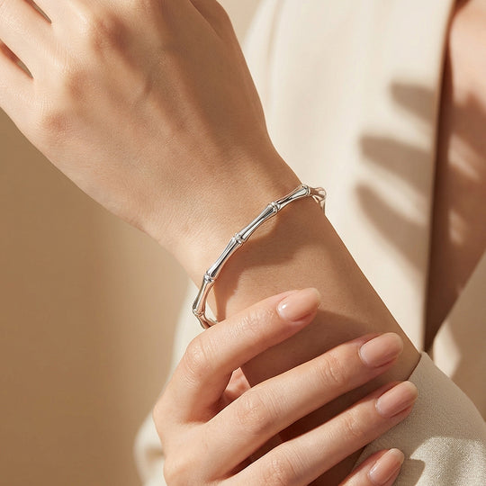 Bamboo Joint Cuff Bangle Bracelet | Luxe6552 - bangle | Singapore Jewellery, Wedding Rings &amp; Gifts | Same Day Delivery | Tiara.com.sg