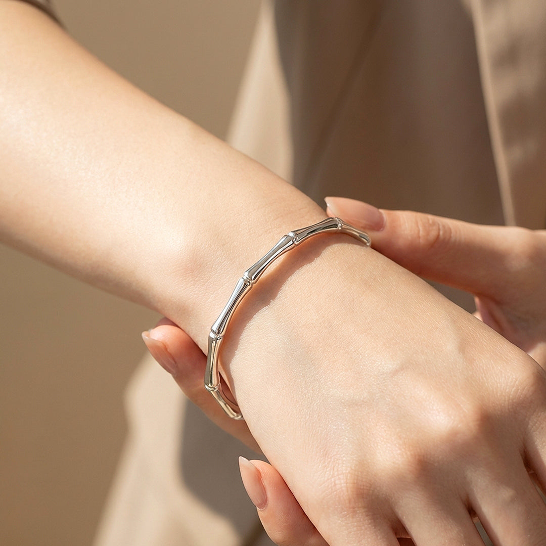Bamboo Joint Cuff Bangle Bracelet | Luxe6552 - bangle | Singapore Jewellery, Wedding Rings &amp; Gifts | Same Day Delivery | Tiara.com.sg