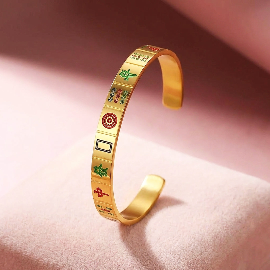 Mahjong Tile Enamel Gold Cuff Bangle Bracelet | Luxe6554 - bangle | Singapore Jewellery, Wedding Rings & Gifts | Same Day Delivery | Tiara.com.sg