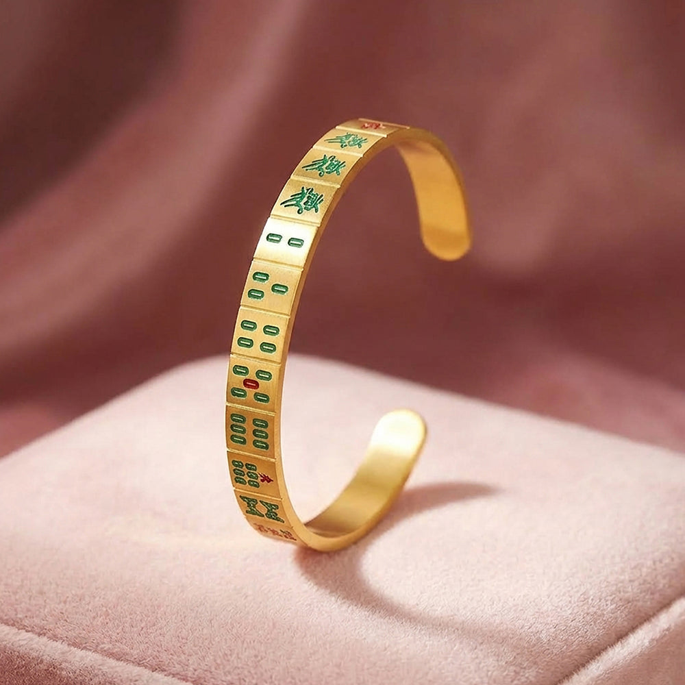 Mahjong Tile Enamel Gold Cuff Bangle Bracelet | Luxe6554 - bangle | Singapore Jewellery, Wedding Rings & Gifts | Same Day Delivery | Tiara.com.sg