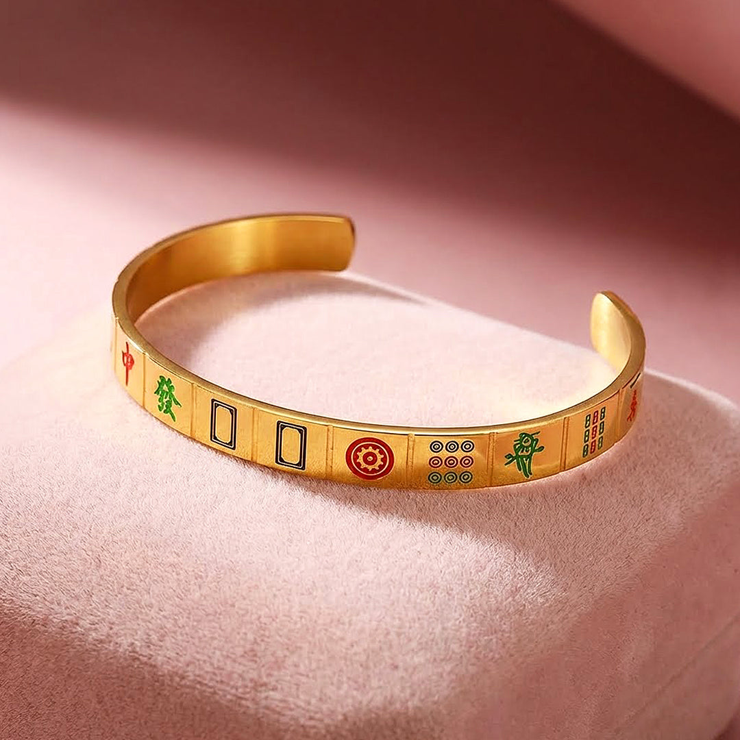 Mahjong Tile Enamel Gold Cuff Bangle Bracelet | Luxe6554 - bangle | Singapore Jewellery, Wedding Rings &amp; Gifts | Same Day Delivery | Tiara.com.sg