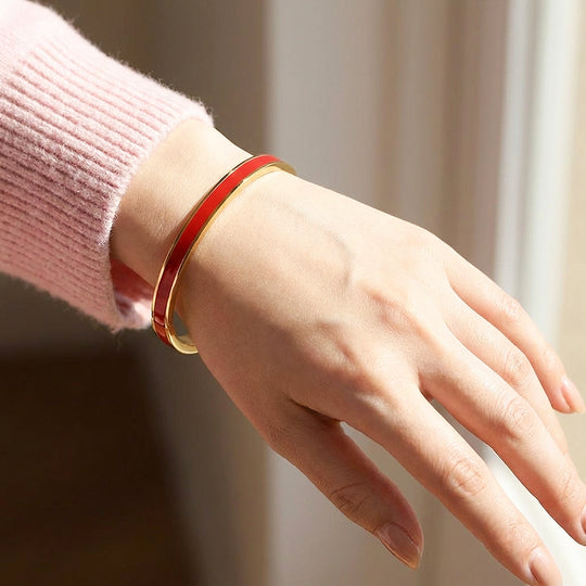 Enamel Inlay Gold Bangle | Luxe6555 - bangle | Singapore Jewellery, Wedding Rings &amp; Gifts | Same Day Delivery | Tiara.com.sg