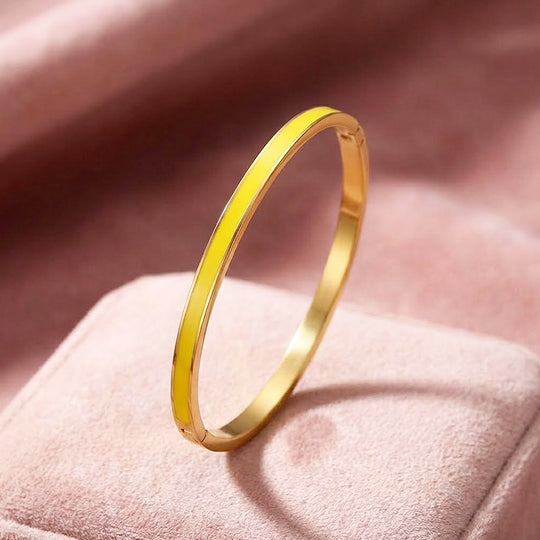 Enamel Inlay Gold Bangle | Luxe6555 - bangle | Singapore Jewellery, Wedding Rings &amp; Gifts | Same Day Delivery | Tiara.com.sg