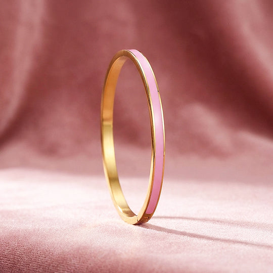 Enamel Inlay Gold Bangle | Luxe6555 - bangle | Singapore Jewellery, Wedding Rings &amp; Gifts | Same Day Delivery | Tiara.com.sg