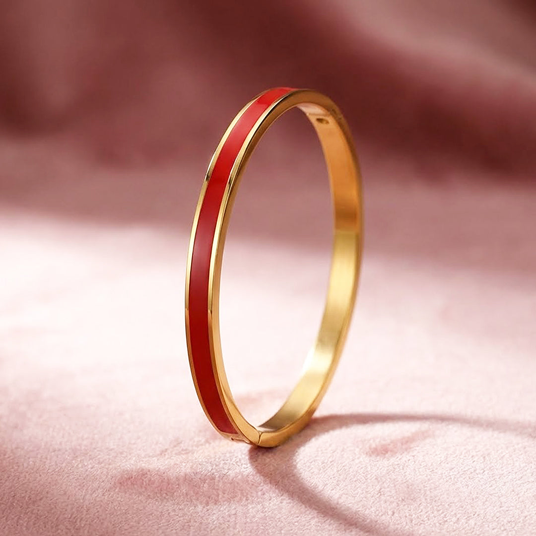 Enamel Inlay Gold Bangle | Luxe6555 - bangle | Singapore Jewellery, Wedding Rings &amp; Gifts | Same Day Delivery | Tiara.com.sg