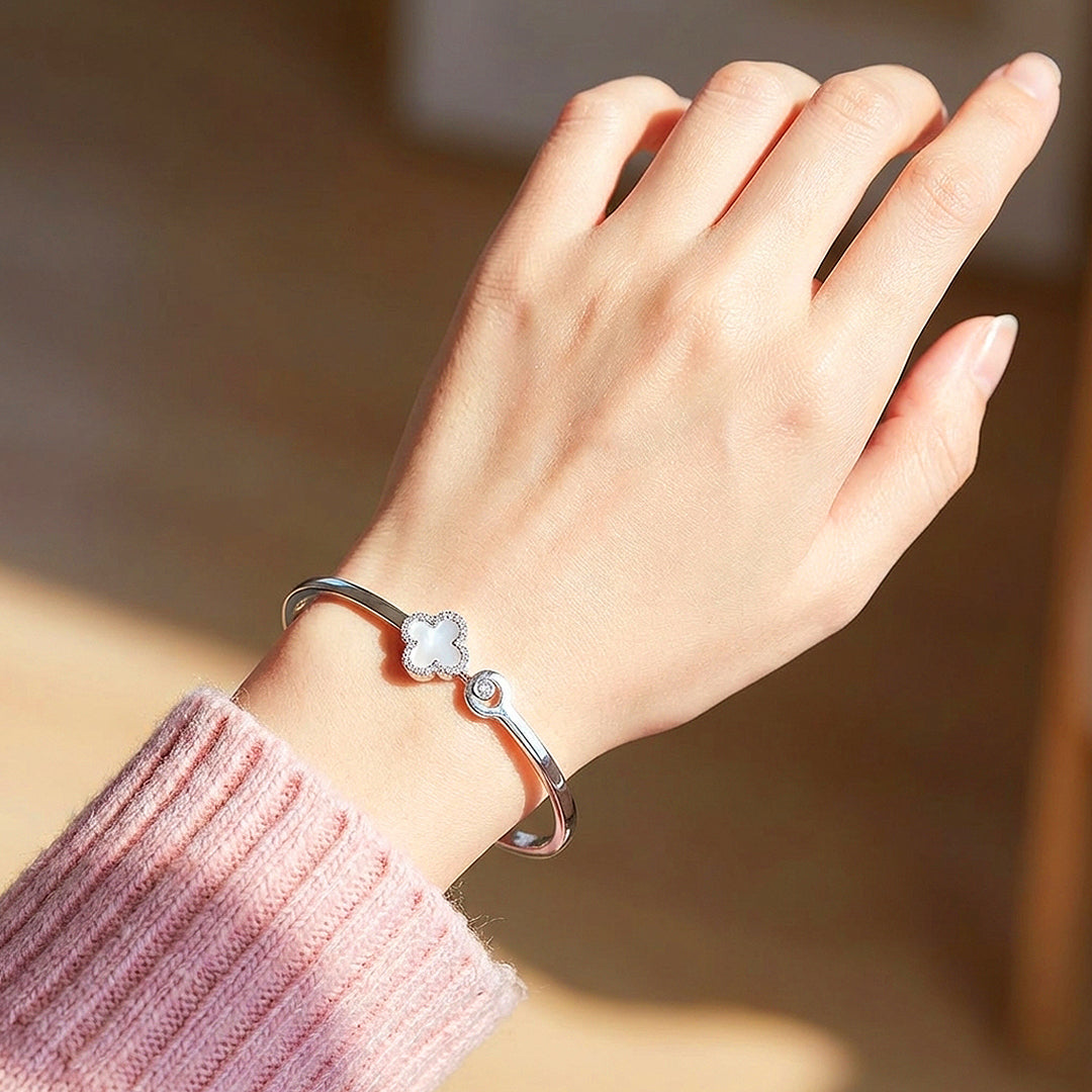 Clover Inlay Cuff | Luxe6556 - bangle | Singapore Jewellery, Wedding Rings & Gifts | Same Day Delivery | Tiara.com.sg