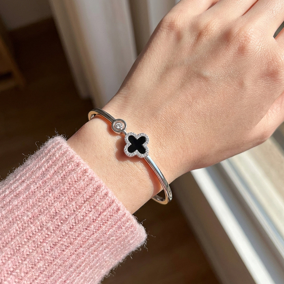 Clover Inlay Cuff | Luxe6556 - bangle | Singapore Jewellery, Wedding Rings &amp; Gifts | Same Day Delivery | Tiara.com.sg