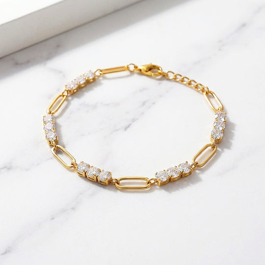 Elegant Gold Plated Paperclip Chain Bracelet | Luxe6563