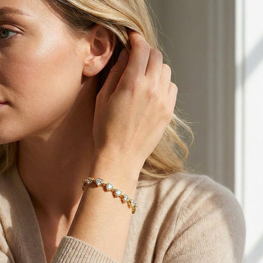 Dainty Gold Heart Tennis Bracelet | Luxe6565