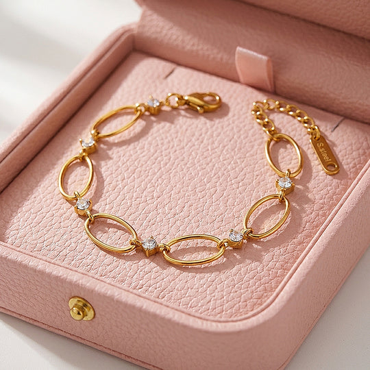 Sculptural Gold Oval Link Chain Bracelet | Luxe6568
