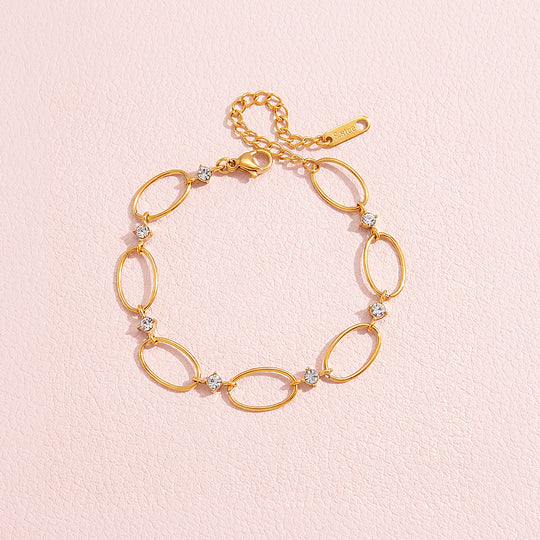 Sculptural Gold Oval Link Chain Bracelet | Luxe6568