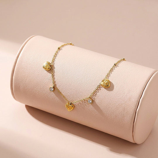 Dainty Gold Heart Charm Drop Bracelet | Luxe6570