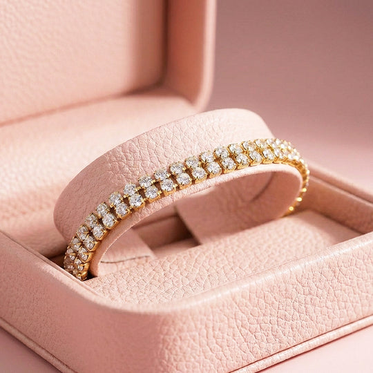 Bold Gold Double Row Tennis Bracelet | Luxe6572